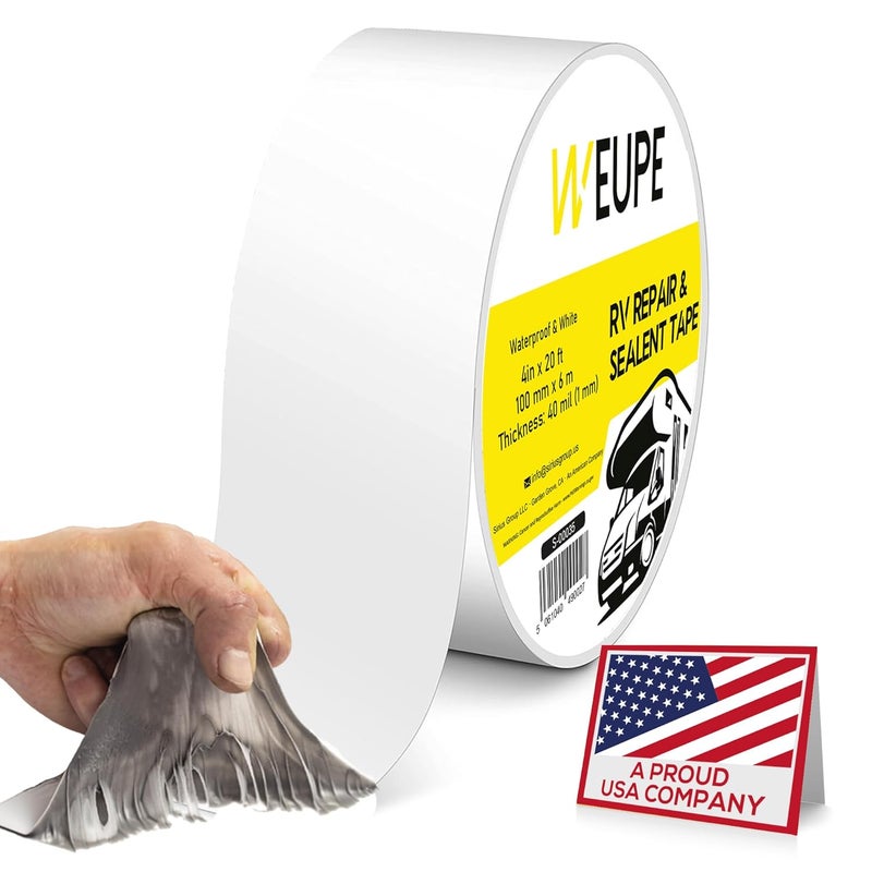 WEUPE RV Sealant Tape, White, 2 Inch x 50 Feet, Roof Patch Repair Tape, Roofing Tape for RV, Waterproof Leak Tape for RV puncture, Boat Sealing, Awning, Canopy, Tents, Camper, Greenhouse and Tarpaulin - Image 1